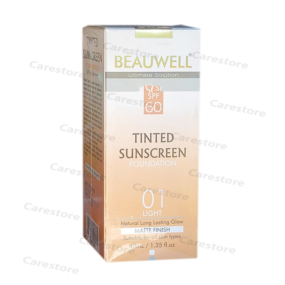 Beauwell Tinted sunscreen Foundation 40ml sunblock SPF60 Whiz laboratories