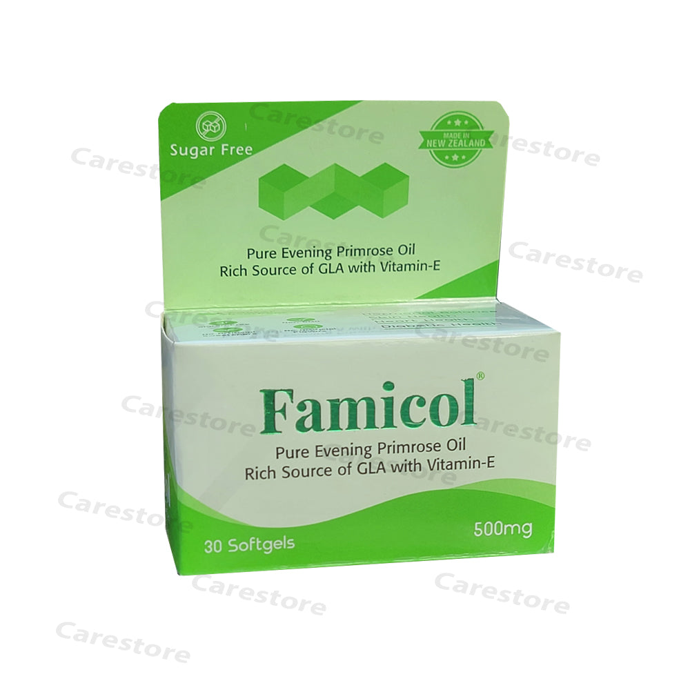 Famicol evening primrose oil 500mg softgel vitamin e skin hair health care