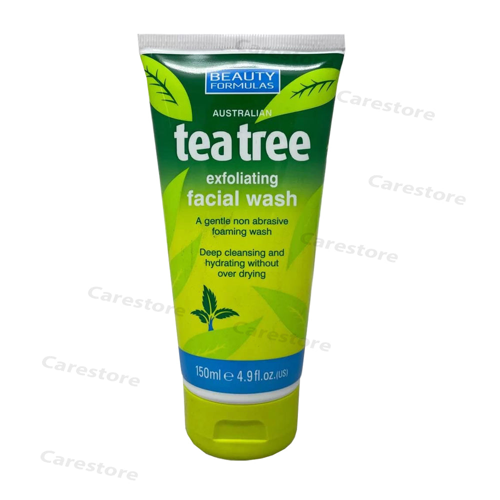 Beauty formula australian tea tree exfoliating facial wash 150ml